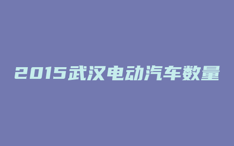 2015武汉电动汽车数量